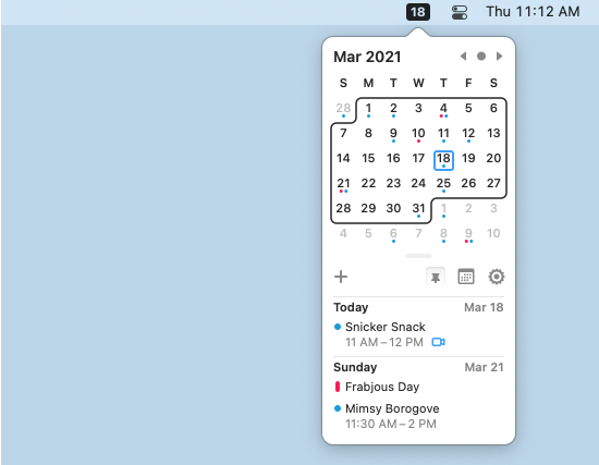 Itsycal 스크린샷